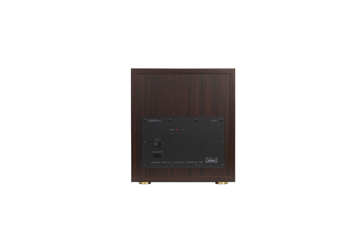 EDIFIER S355DB Walnut wireless subwoofer rear panel