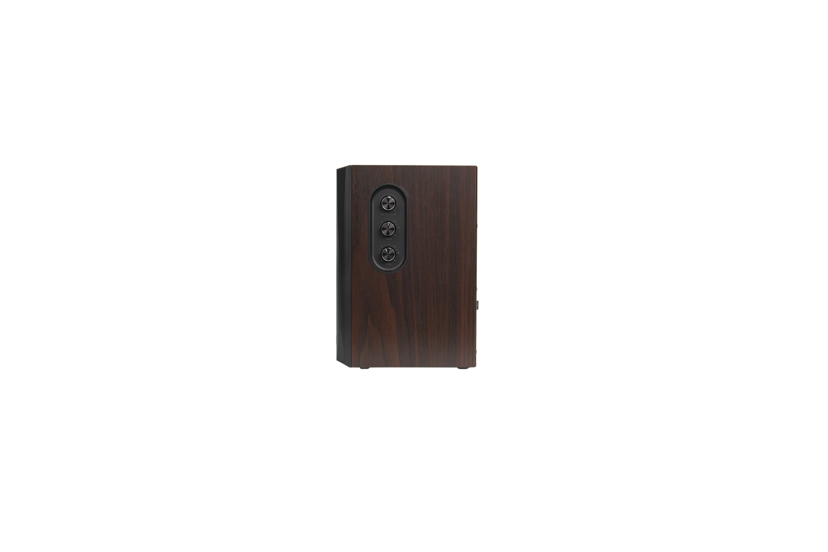EDIFIER S355DB Walnut active satellite speaker side controls