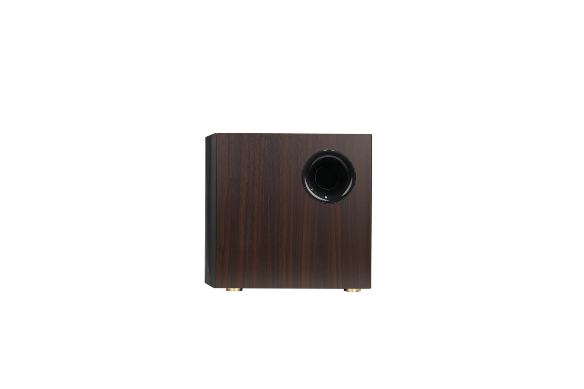 EDIFIER S355DB Walnut rear view of the speaker system connections