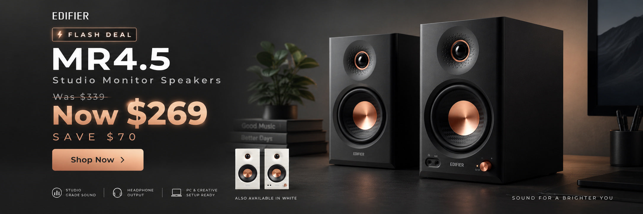 EDIFIER MR4.5 Studio Monitor Speakers Flash Deal. Was AUD $339, now AUD $269. Save $70. Shop now.