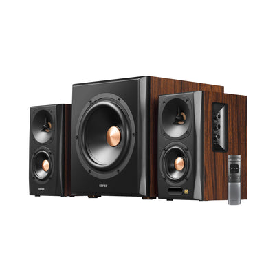 Edifier S360DB brown 2.1 bookshelf speakers with wireless subwoofer