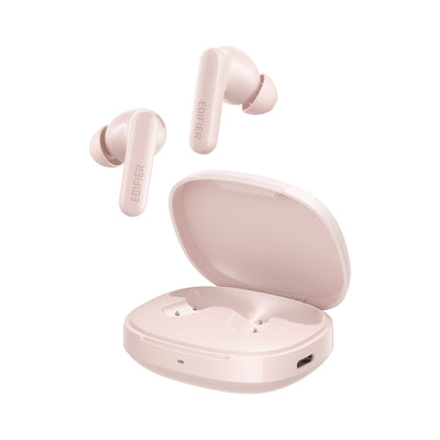 X2 Pro Pink earbuds above open charging case
