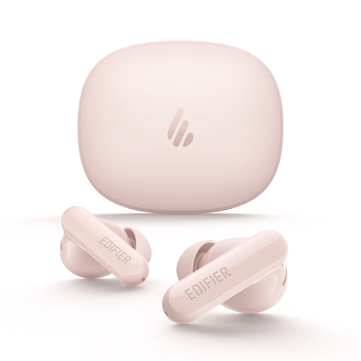 X2 Pro Pink earbuds with closed charging case