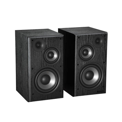 EDIFIER R2750DB Black speaker pair three-quarter view with grilles