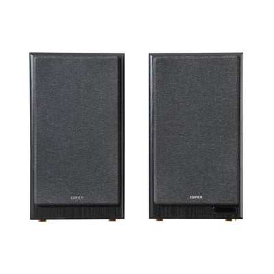 EDIFIER R2750DB Black bookshelf speaker pair front view with grilles