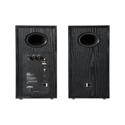 EDIFIER R2750DB Black speaker rear panels, inputs and bass ports