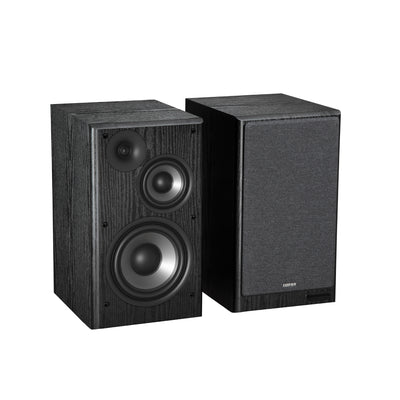 EDIFIER R2750DB Black bookshelf speaker pair in a three-quarter view
