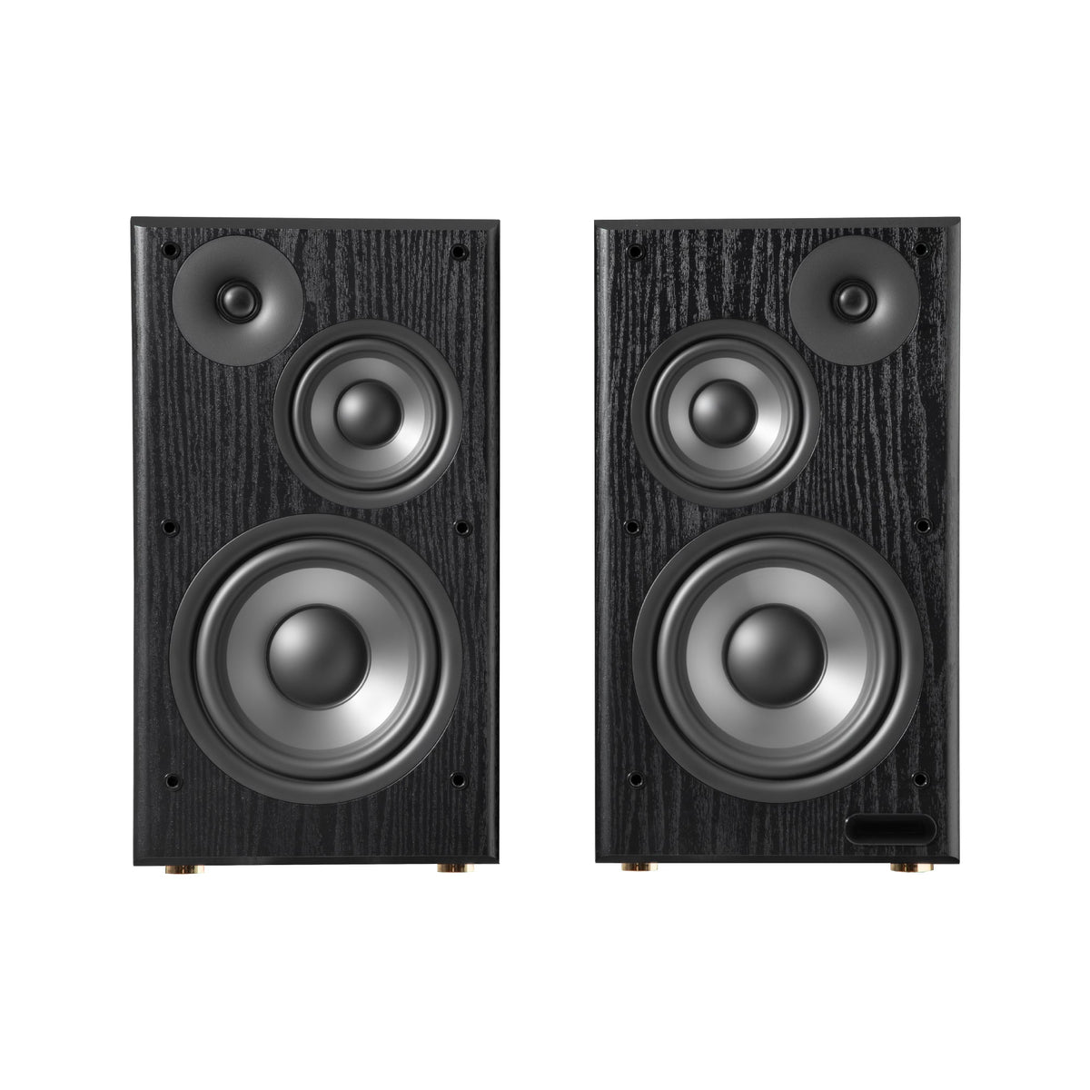 EDIFIER R2750DB Walnut speaker pair front view with drivers exposed