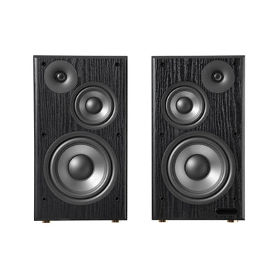 EDIFIER R2750DB Walnut speaker pair front view with drivers exposed