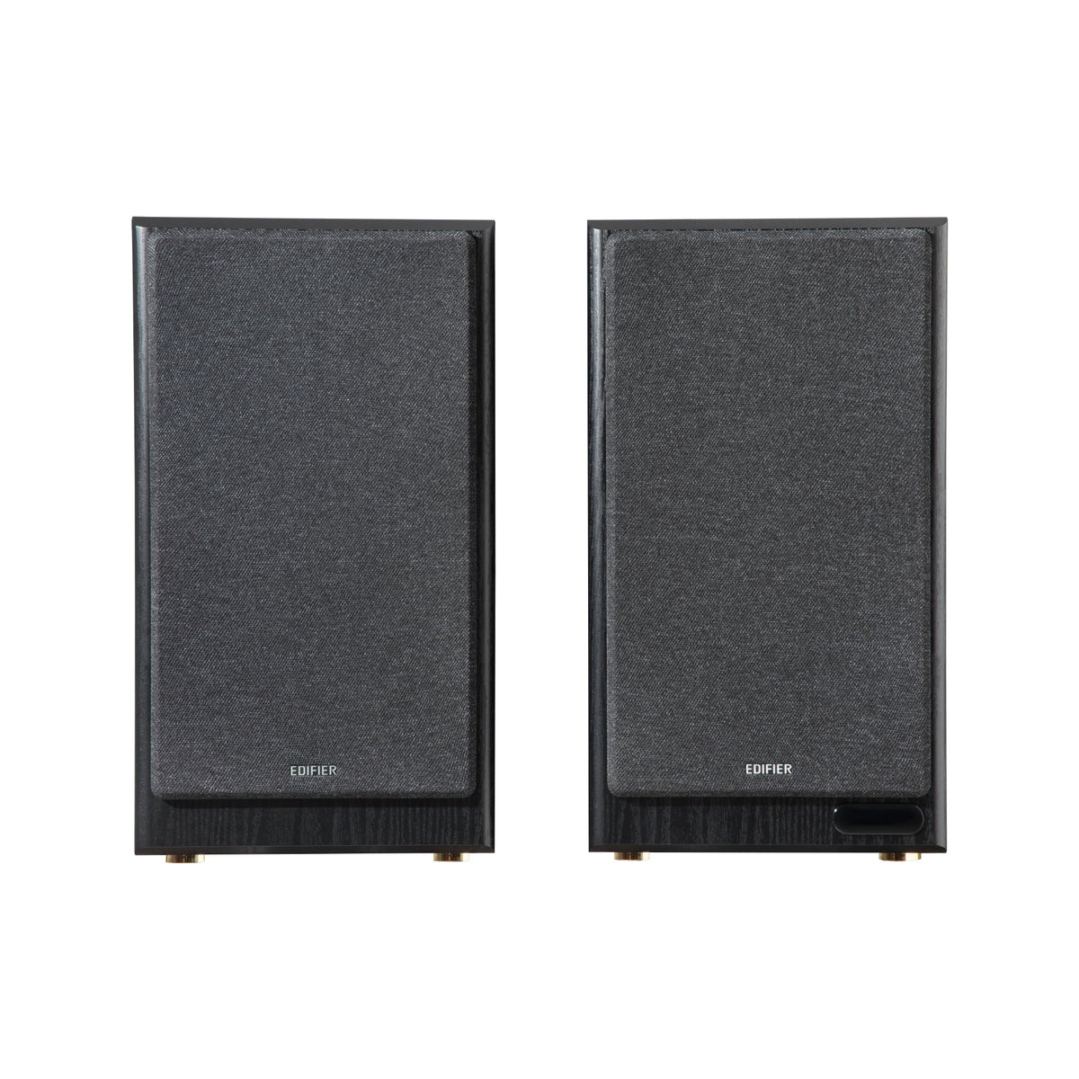 EDIFIER R2750DB Walnut speaker pair front view with grilles