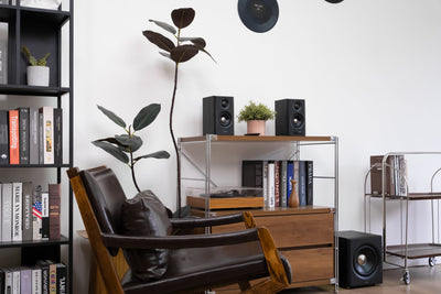 EDIFIER S355DB Black 2.1 speaker system in a lounge listening setup