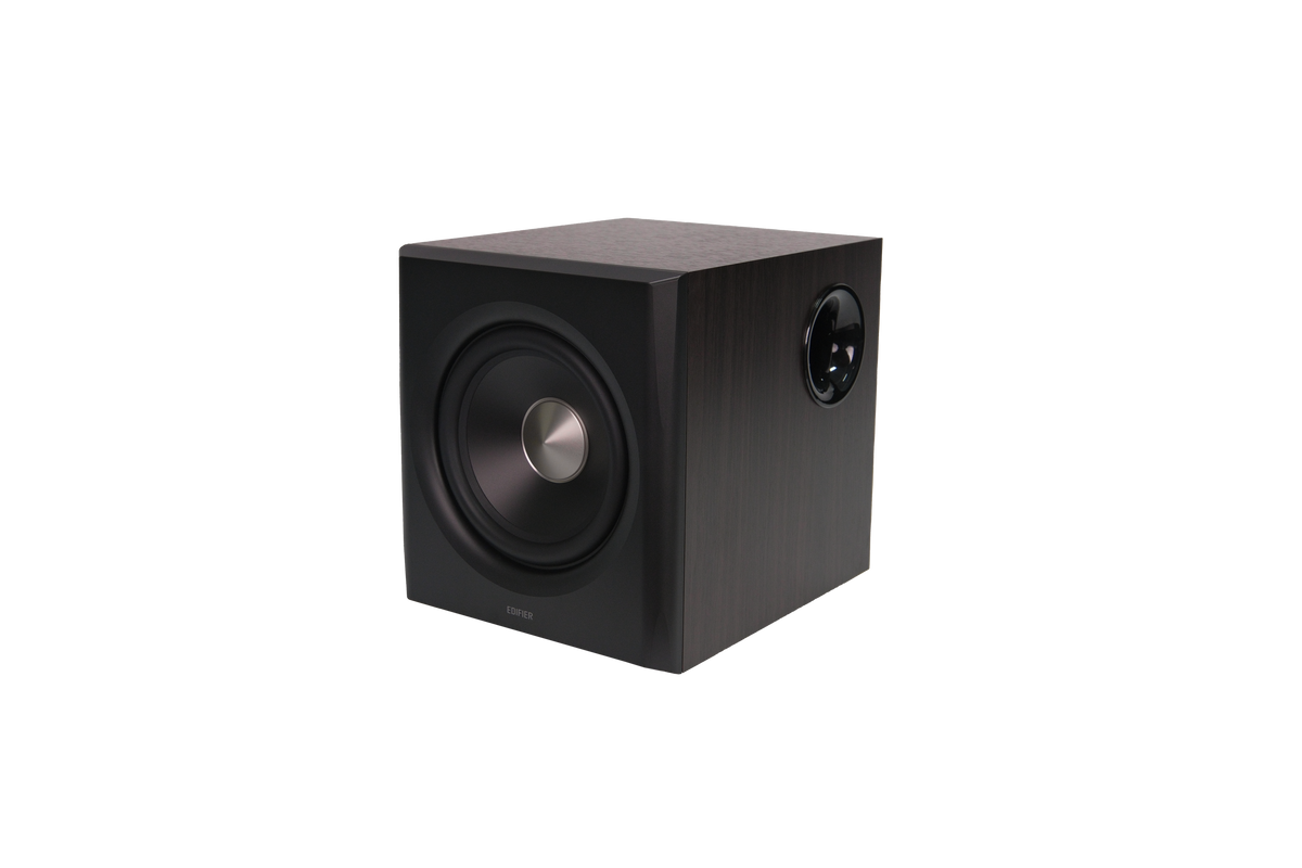EDIFIER S355DB Walnut wireless subwoofer driver detail